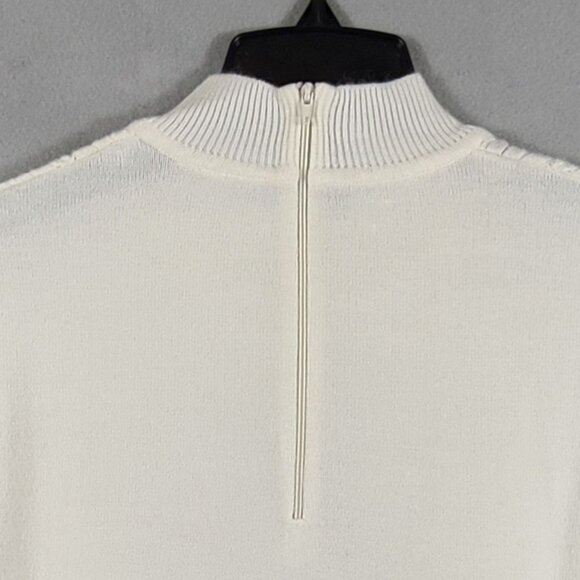 Vtg Koret White Mock Neck Pullover Sweater Short Sleeve Zip Back Size Medium? - Picture 4 of 6